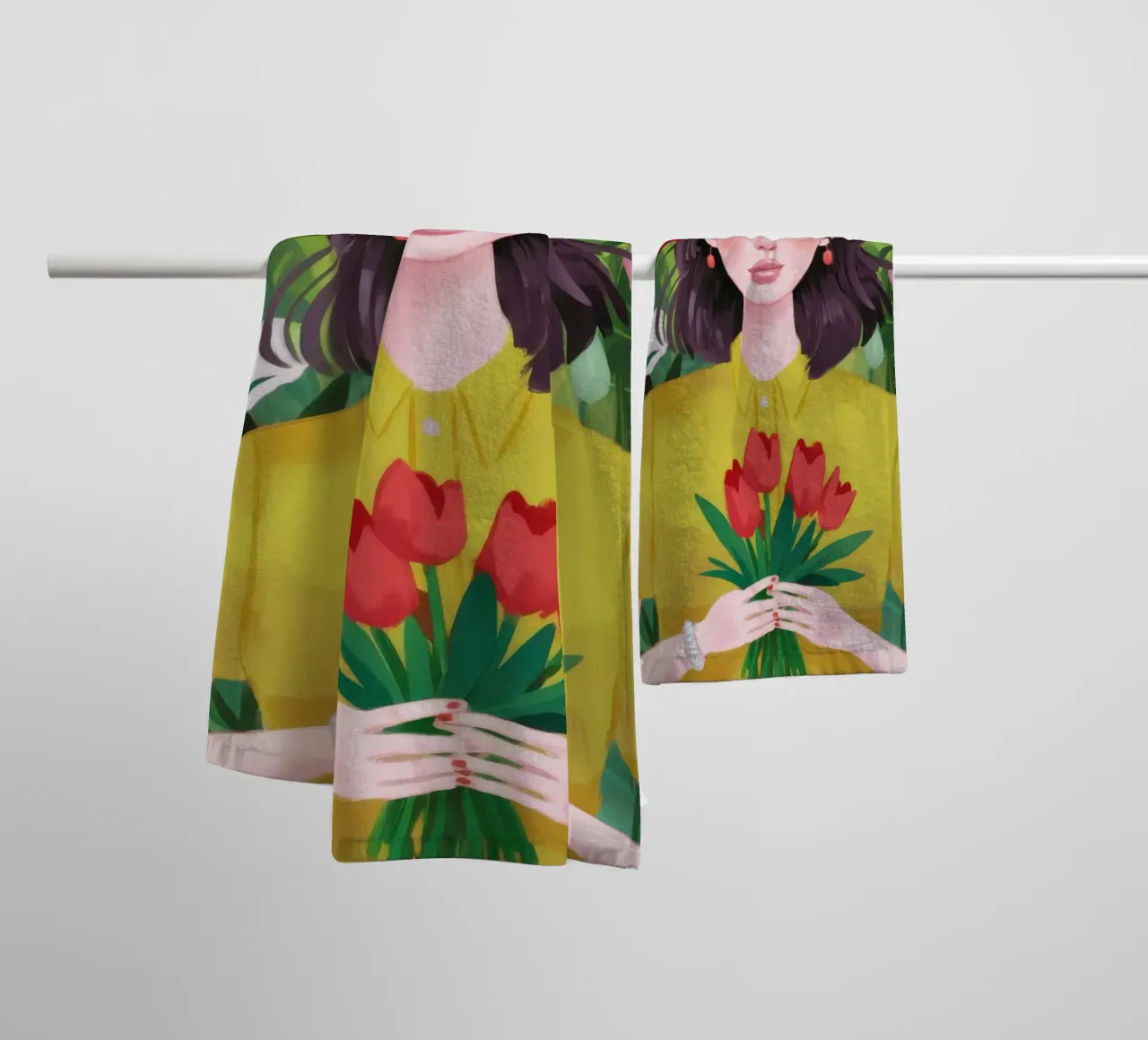 Tulip Spring Reverie towel by Aether Brush