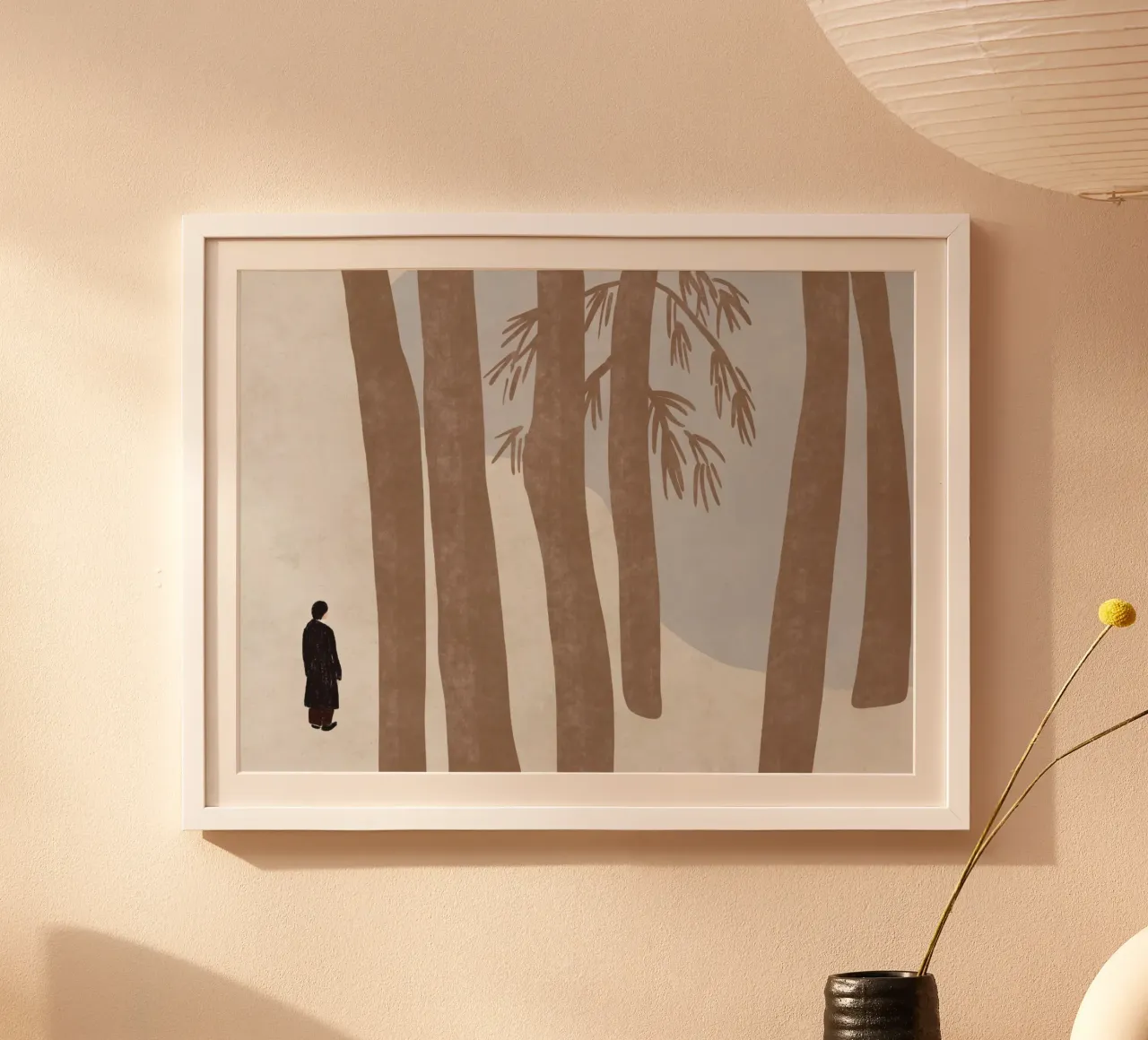 In cerca di pace nei boschi poster con telaio in legno da Little Dean