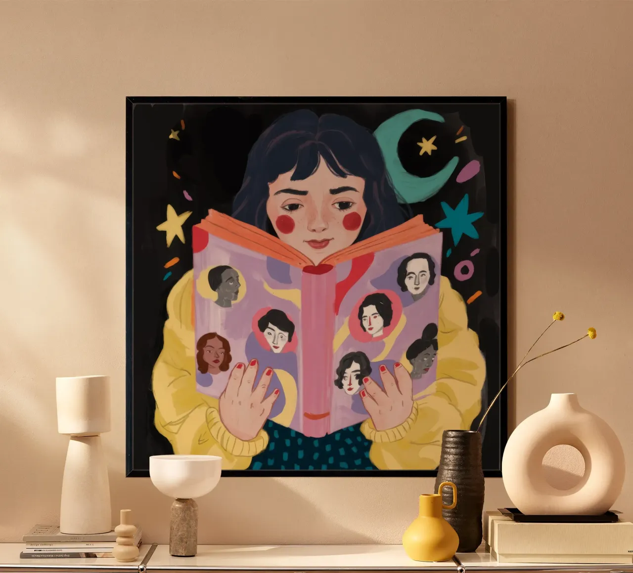 Sognatore di storie galattiche poster con telaio in plastica da Aether Brush