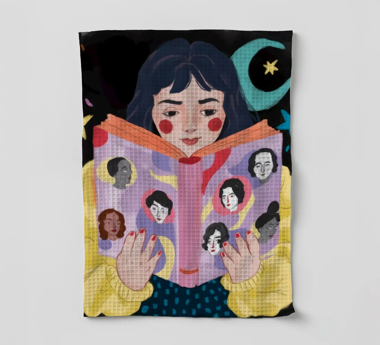 Galactic Story Dreamer tea towel by Aether Brush