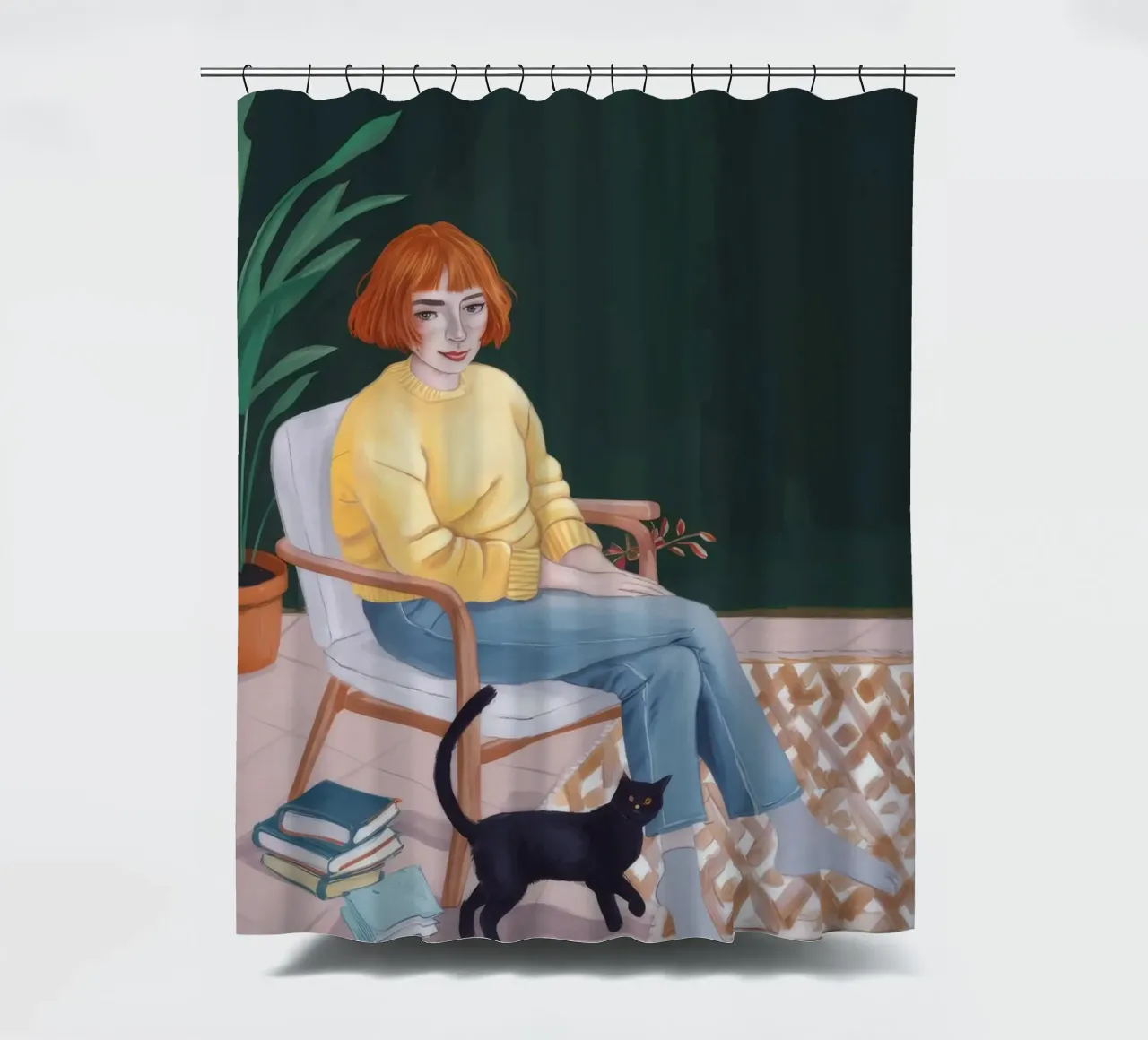Golden Homely Reverie shower curtain by Aether Brush