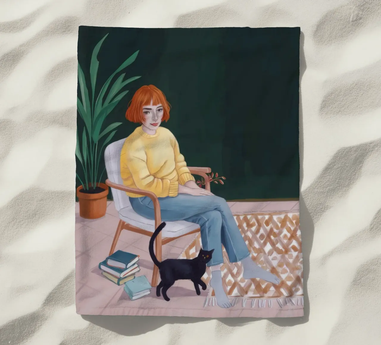 Golden Homely Reverie beach towel by Aether Brush