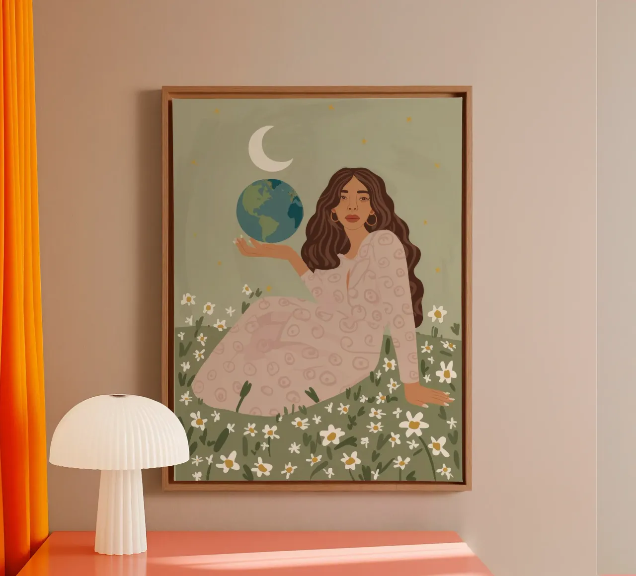 Hemelse weidedroom canvas met Baklijst van Aether Brush