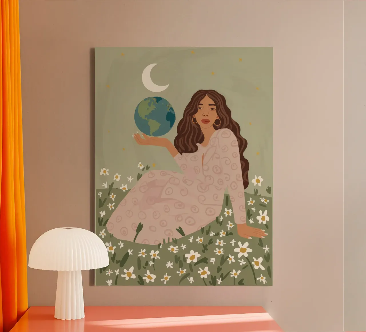 Hemelse weidedroom canvas met Baklijst van Aether Brush