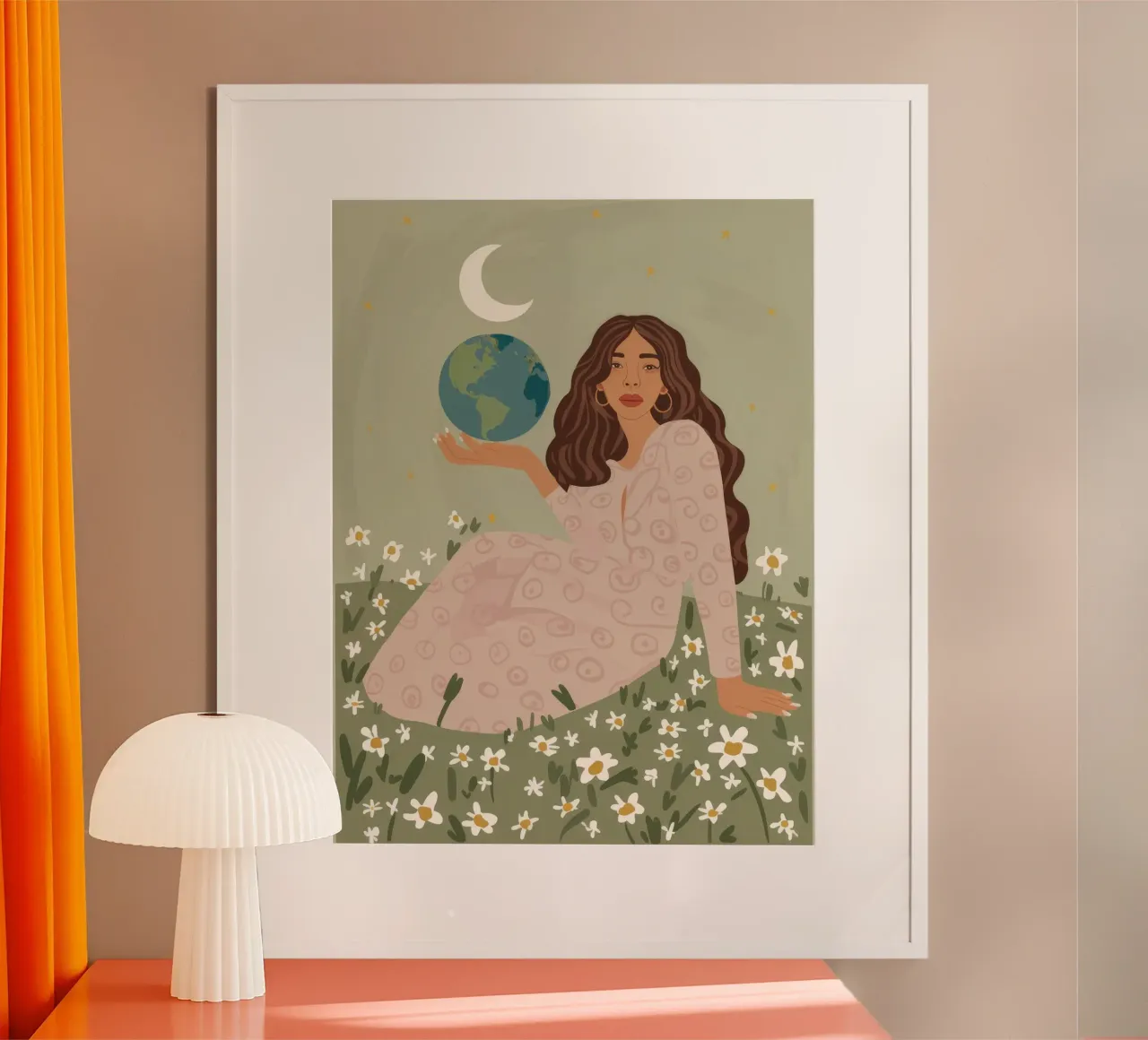 Sogno del prato celeste poster con telaio in legno da Aether Brush