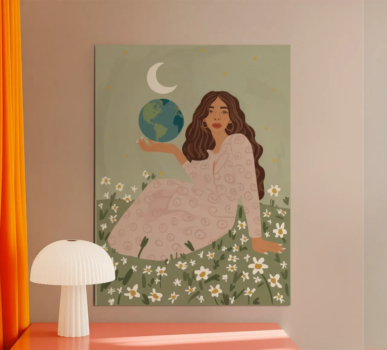 Sogno del prato celeste poster con telaio in legno da Aether Brush