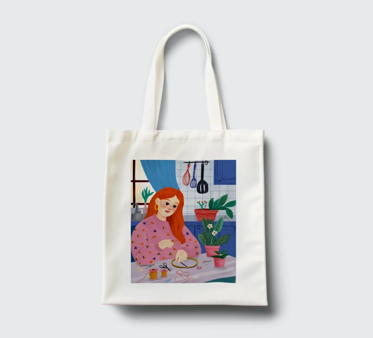 Serene Sewing Ritual tote bag by Aether Brush