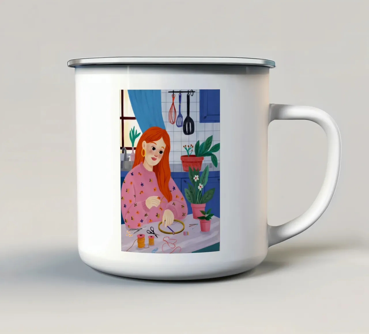 Rituale del cucito sereno tazza in smalto da Aether Brush