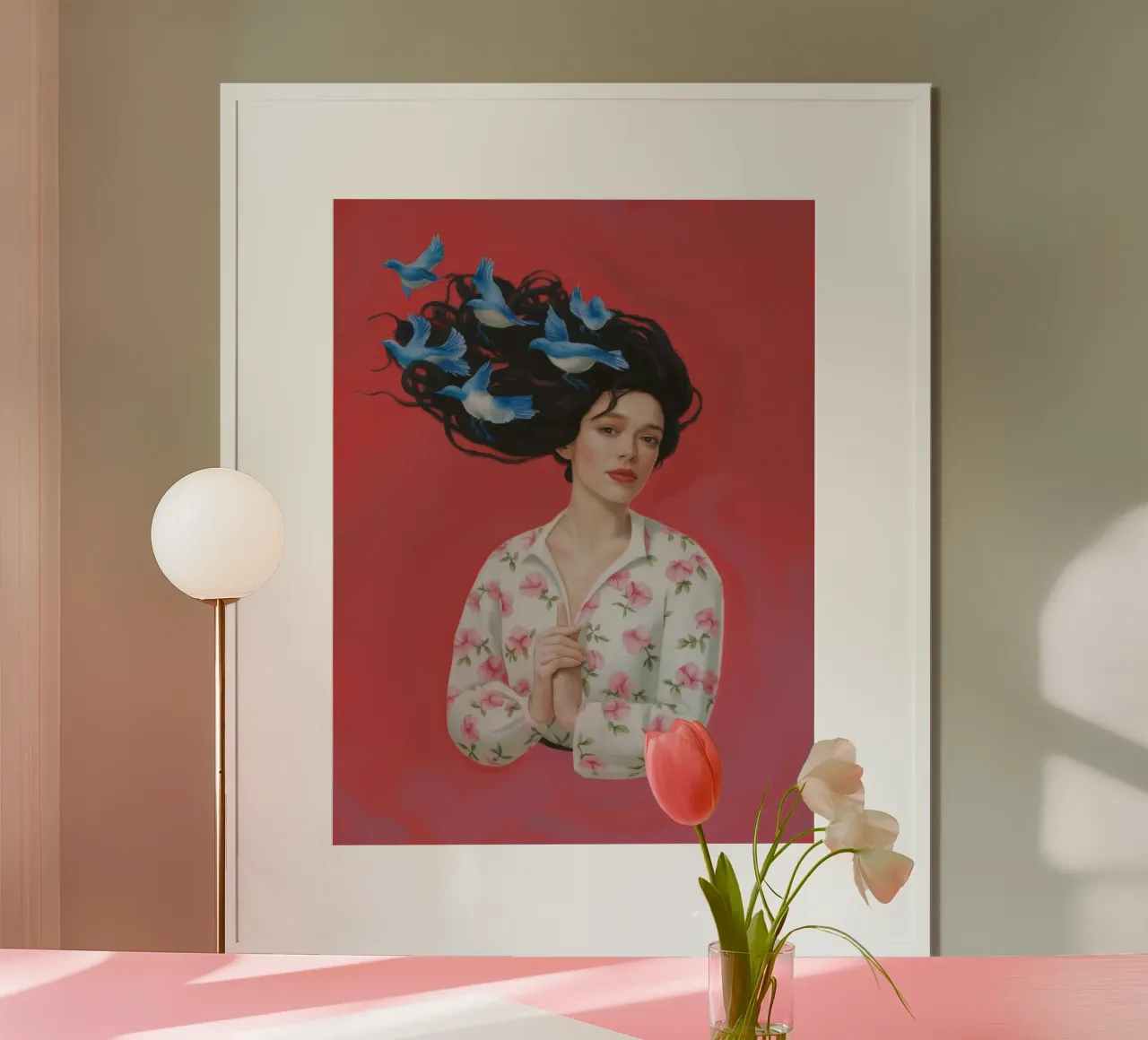 Sogno eterno del canto degli uccelli poster con telaio in legno da Aether Brush