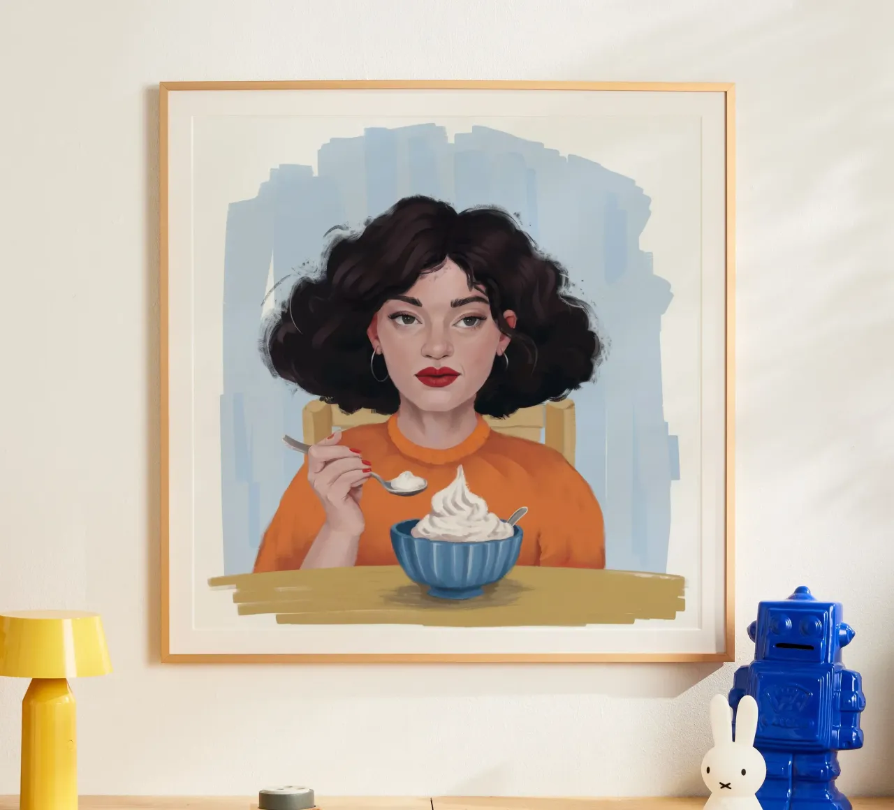 Festa della crema celeste poster con telaio in legno da Aether Brush