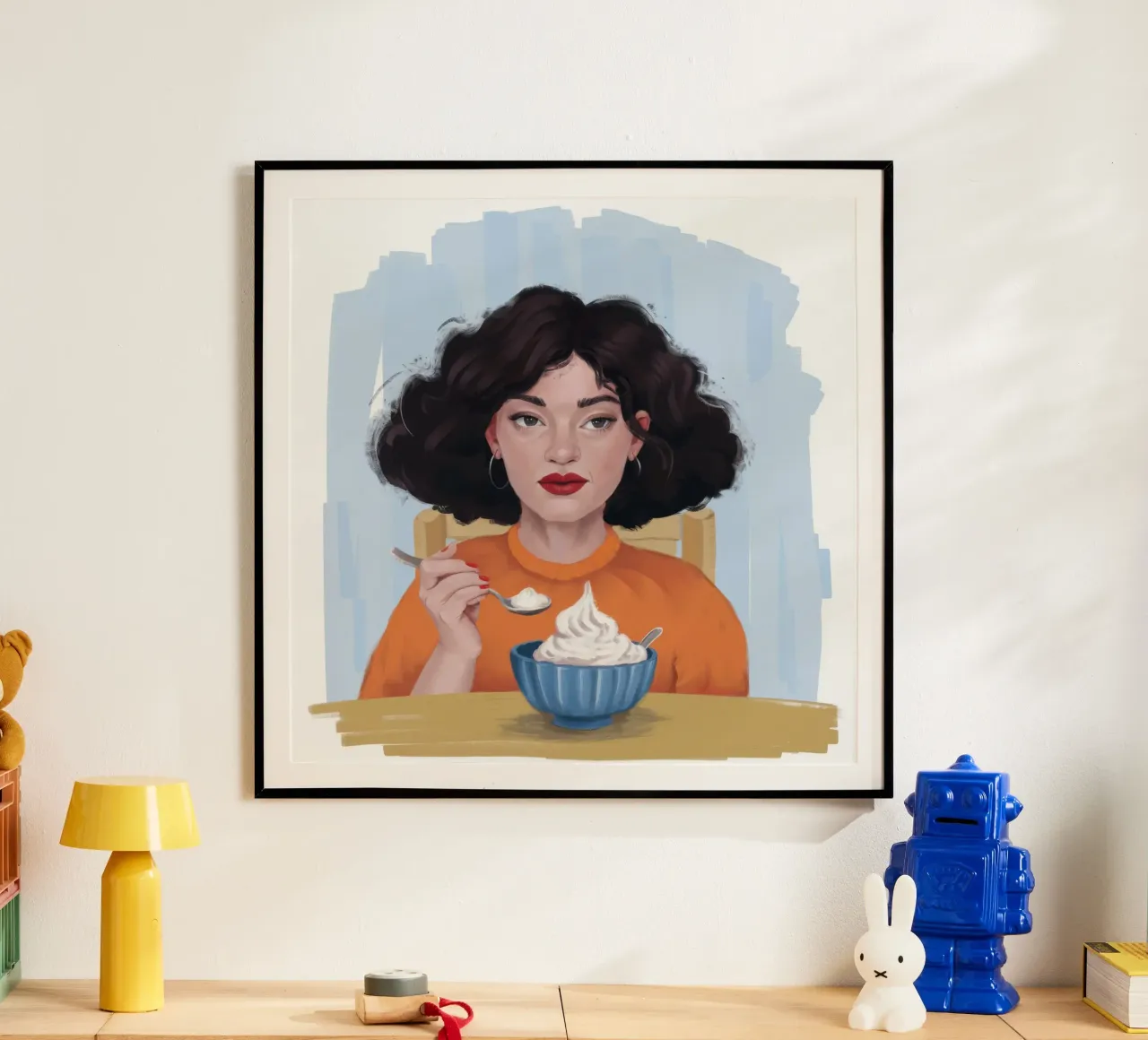 Festa della crema celeste poster con telaio in legno da Aether Brush