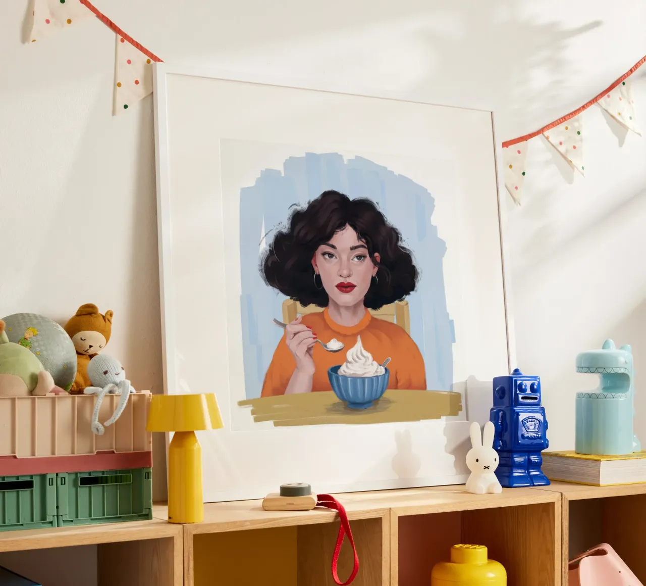 Festa della crema celeste poster con telaio in legno da Aether Brush