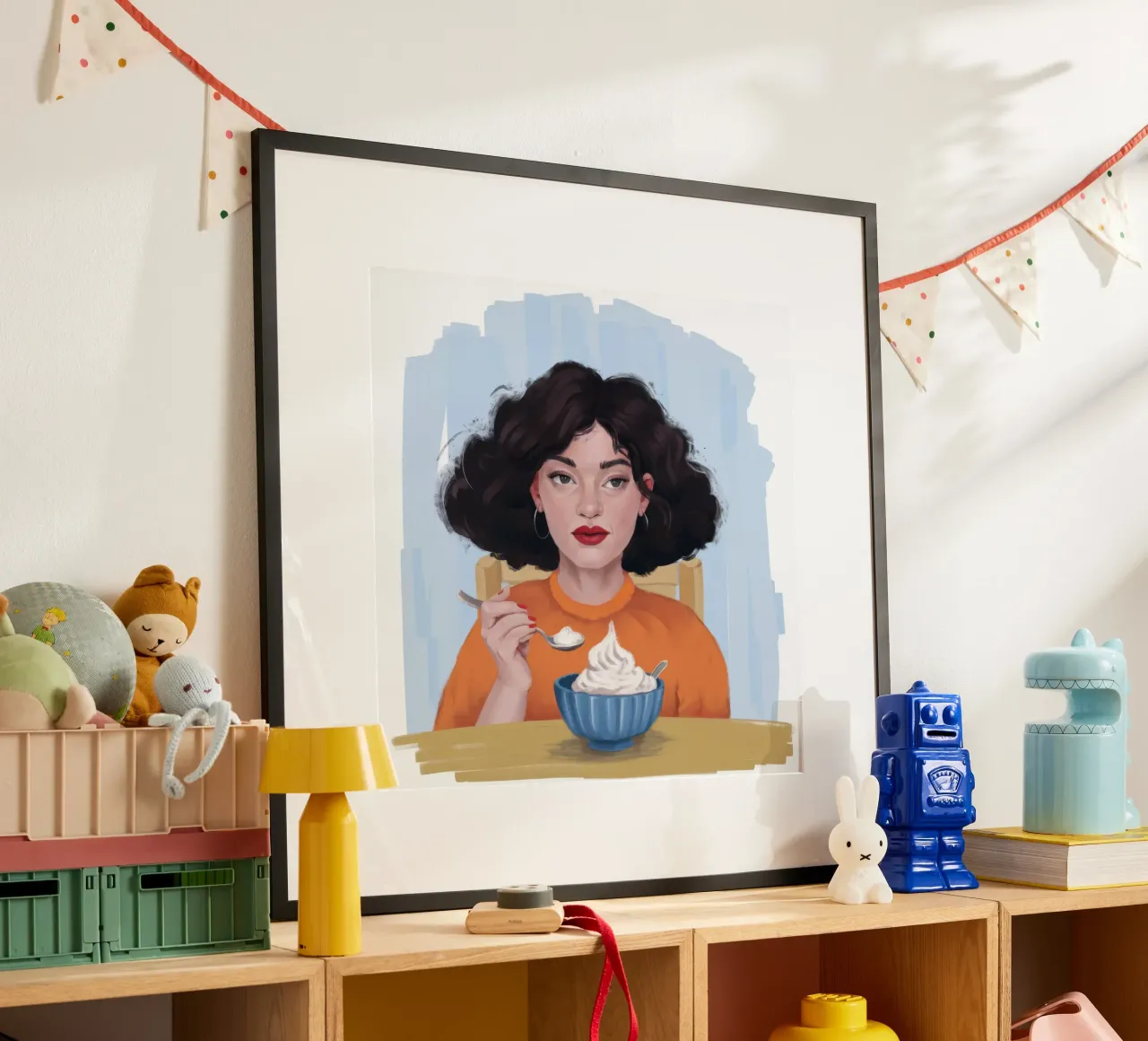Festa della crema celeste poster con telaio in legno da Aether Brush