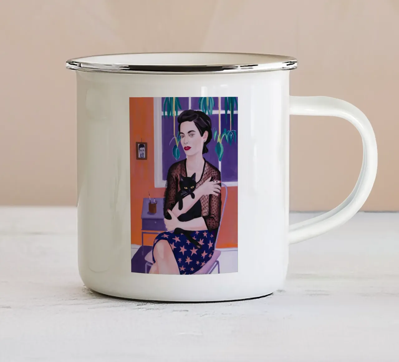 Abbraccio notturno mistico tazza in smalto da Aether Brush