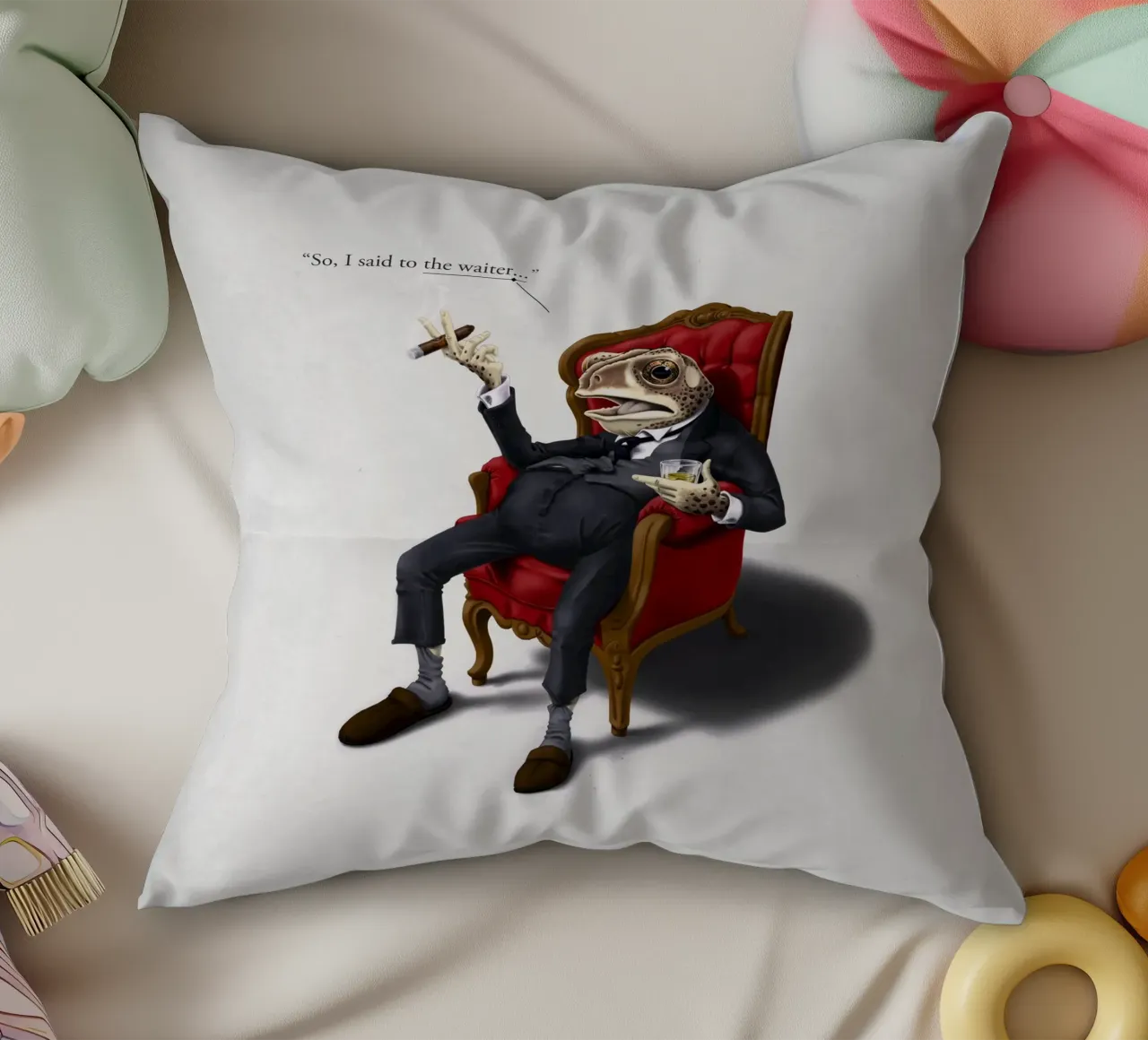 Fly in My Soup (Titled) cuscino da Rob Art | Illustration