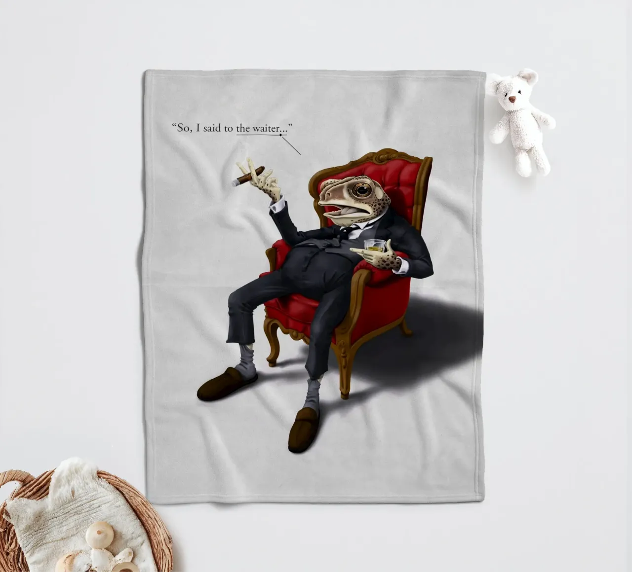 Fly in My Soup (Titled) coperta in pile da Rob Art | Illustration
