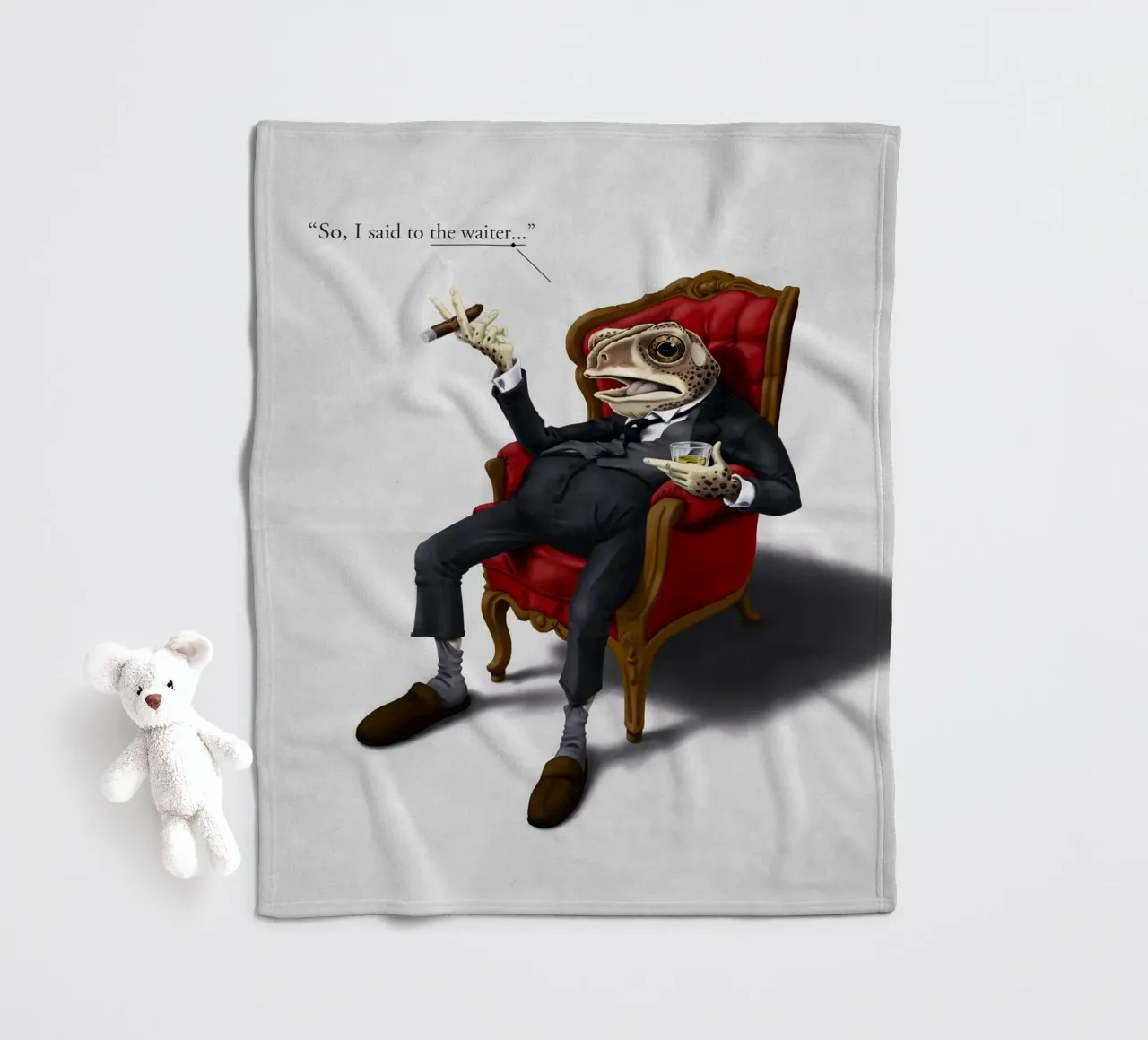 Fly in My Soup (Titled) coperta in pile da Rob Art | Illustration