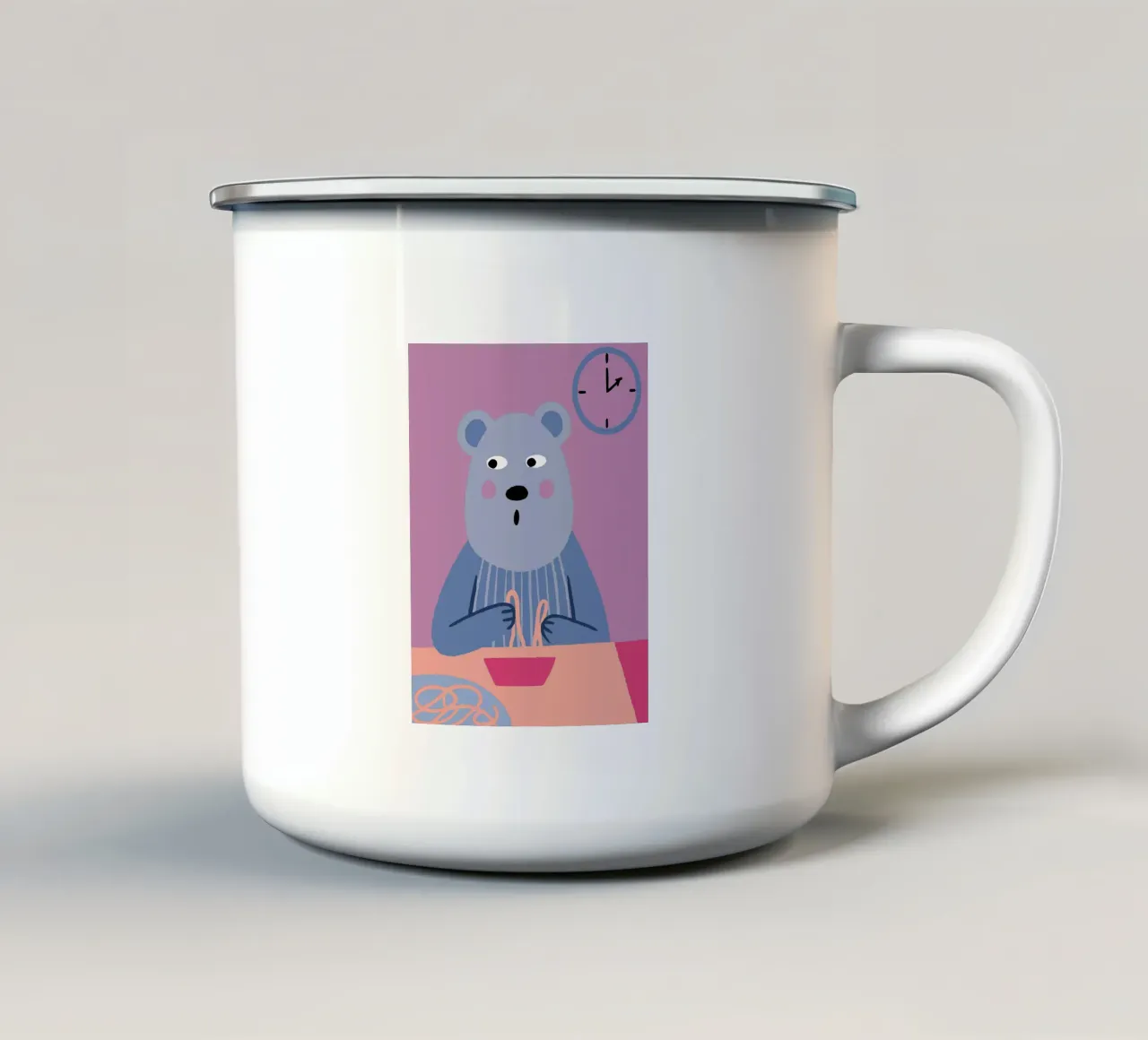 L'orso mangia gli spaghetti tazza in smalto da TRENDY POSTER SHOP