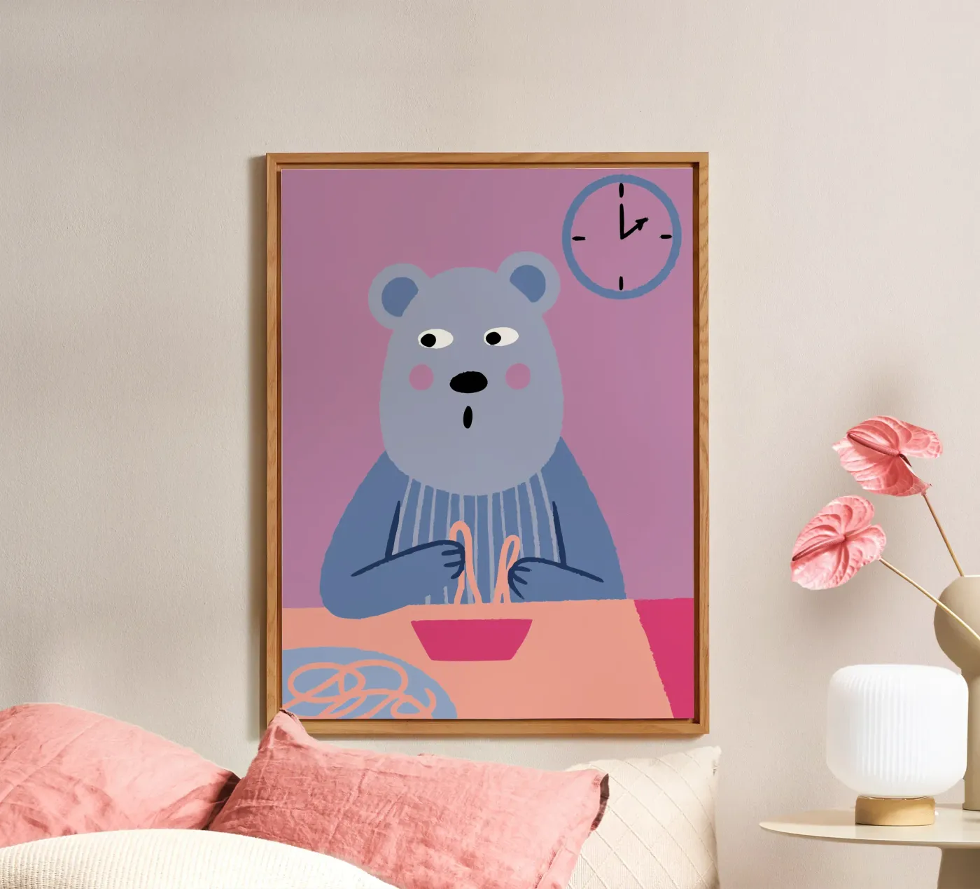 L'orso mangia gli spaghetti pannello forex da TRENDY POSTER SHOP