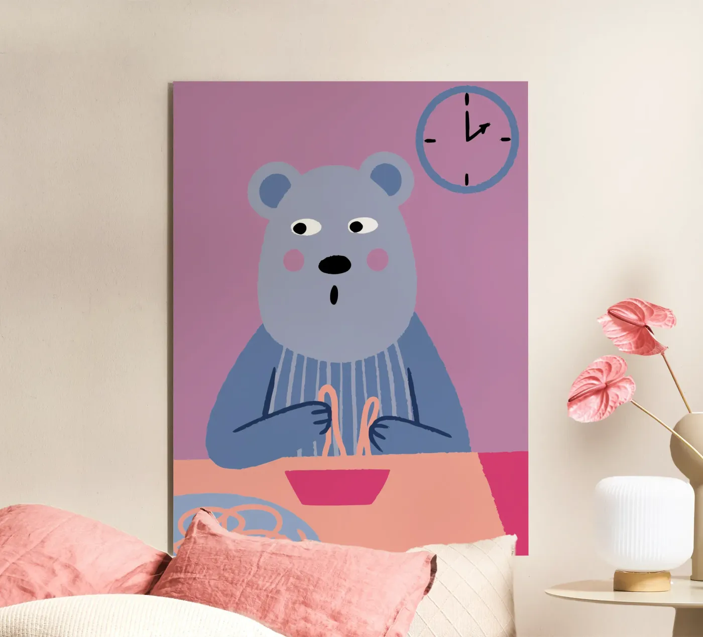 L'orso mangia gli spaghetti pannello forex da TRENDY POSTER SHOP