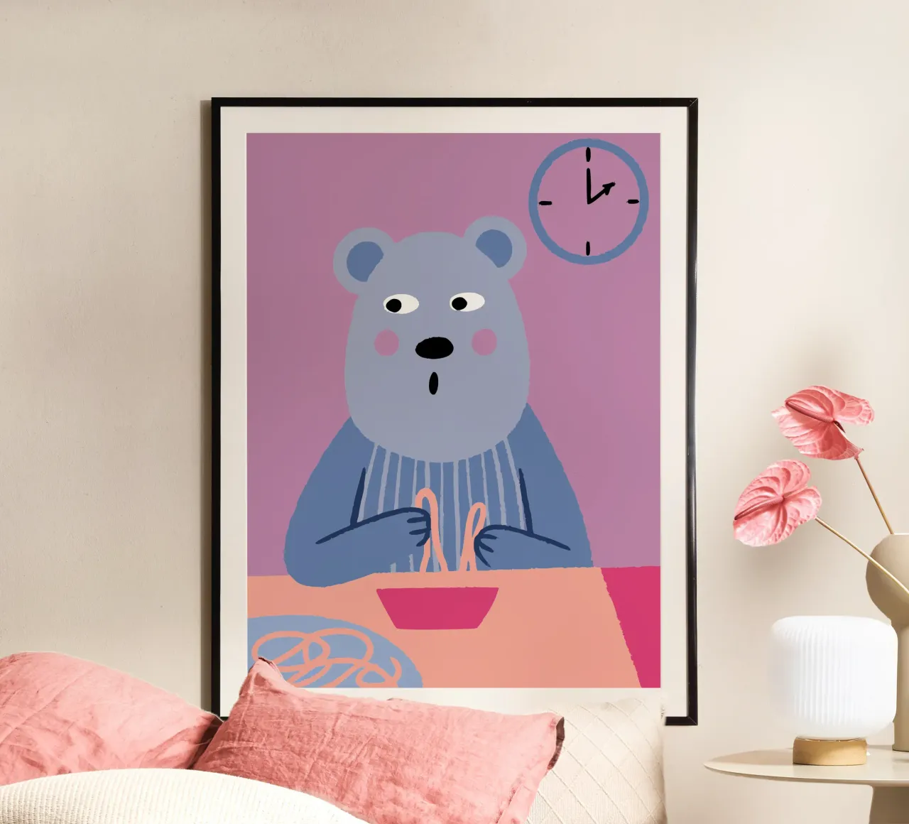 Bear Eats Noodles poster by TRENDY POSTER SHOP