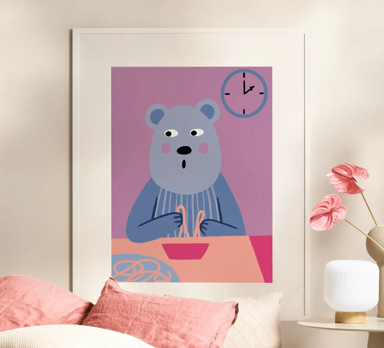 Bear Eats Noodles poster by TRENDY POSTER SHOP