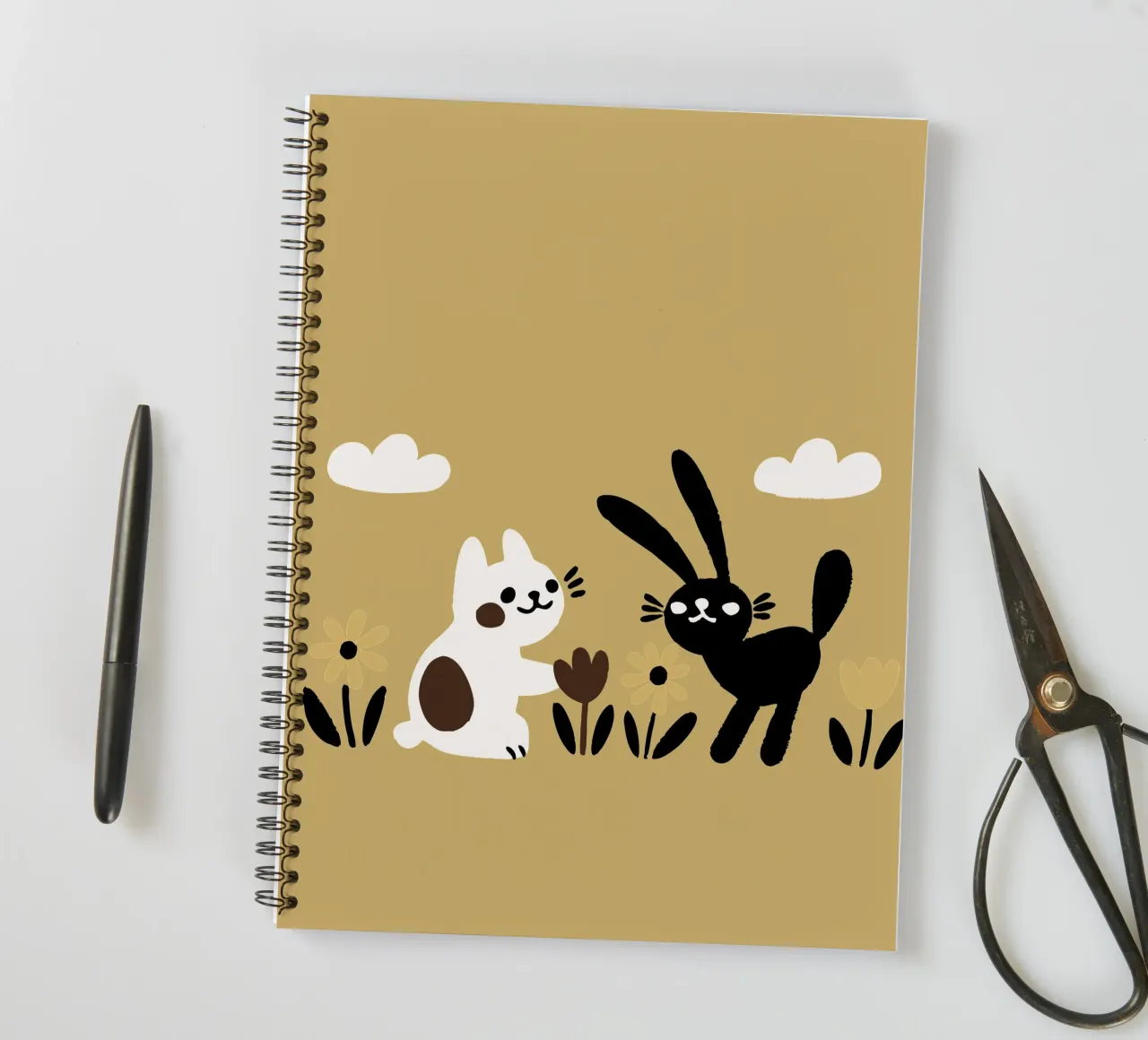 Cat and Rabbit Play spiral notebook by TRENDY POSTER SHOP