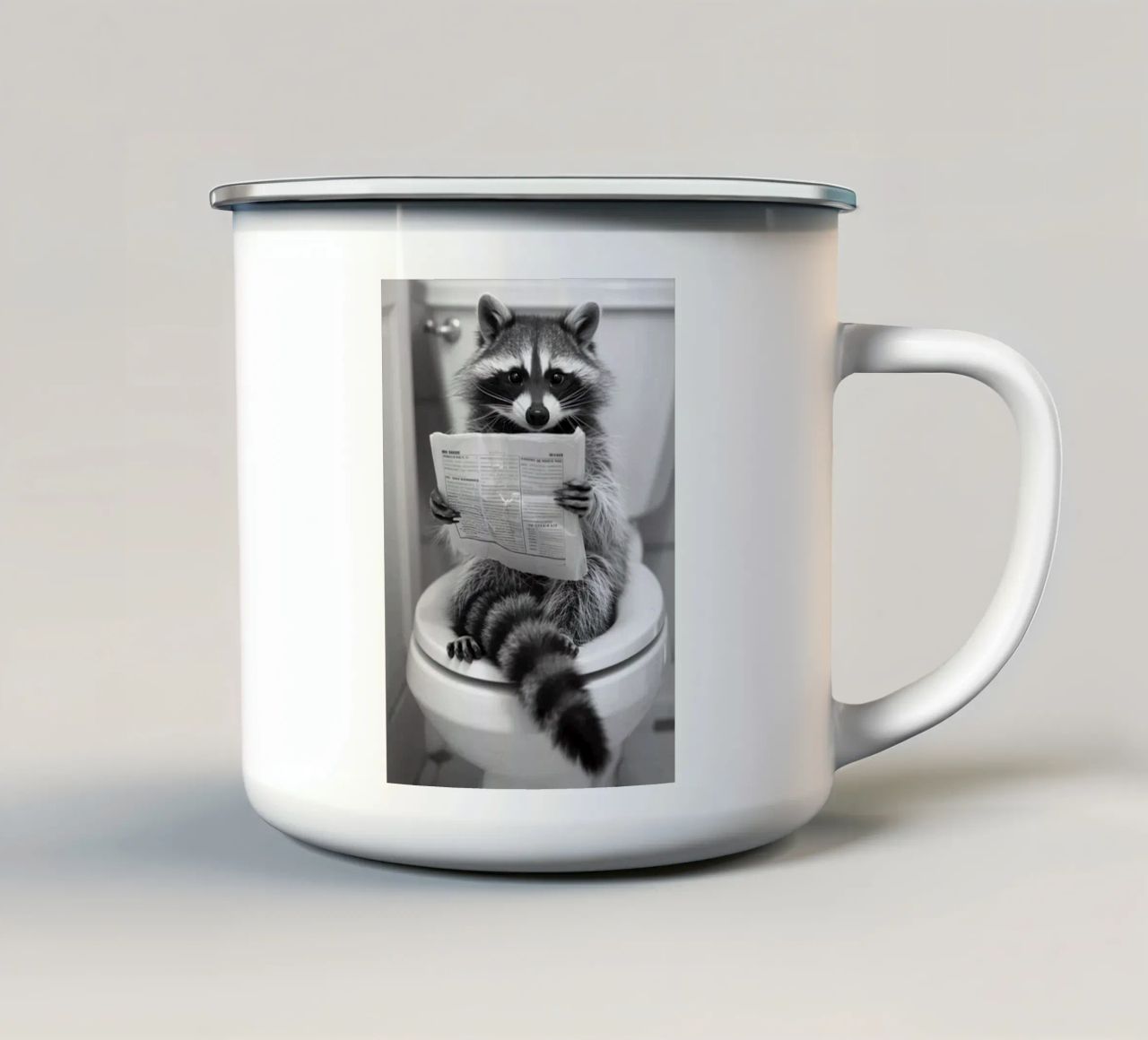 Procione sul water tazza in smalto da christal shop