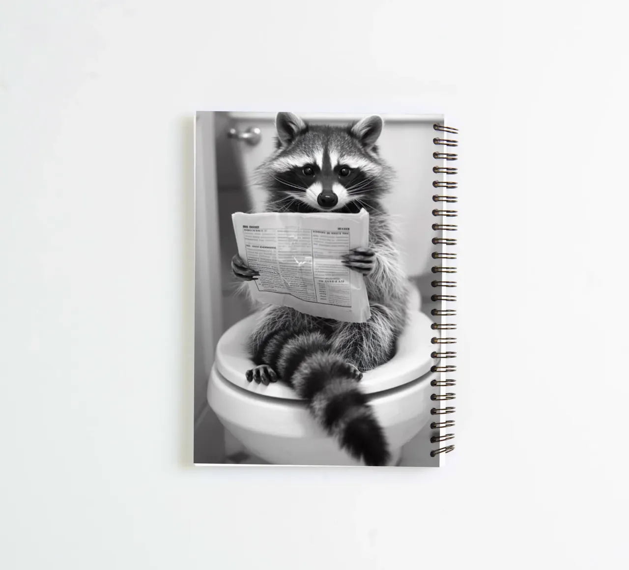 Raccoon On toilet spiral notebook by christal shop