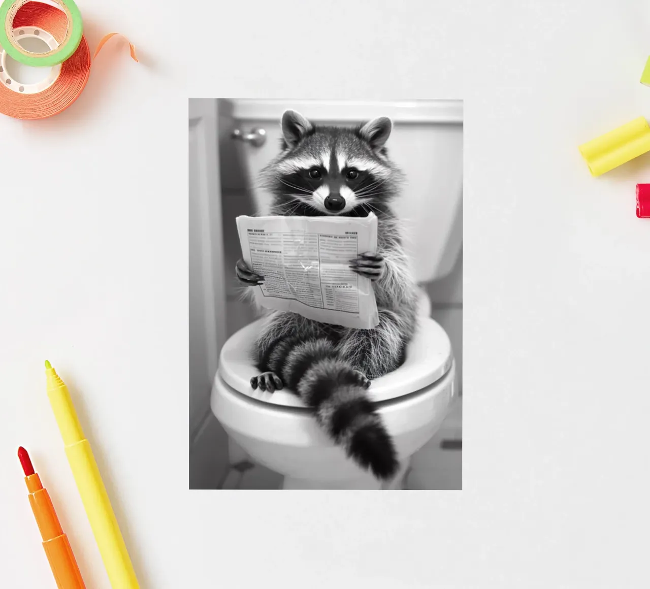 Raccoon On toilet sticker by christal shop