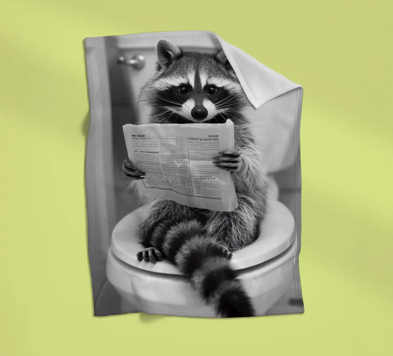 Raccoon On toilet fleece blanket by christal shop