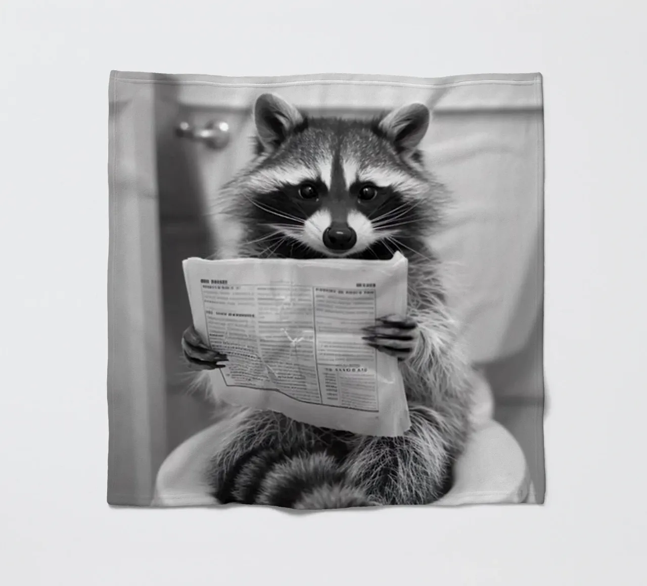 Raccoon On toilet fleece blanket by christal shop