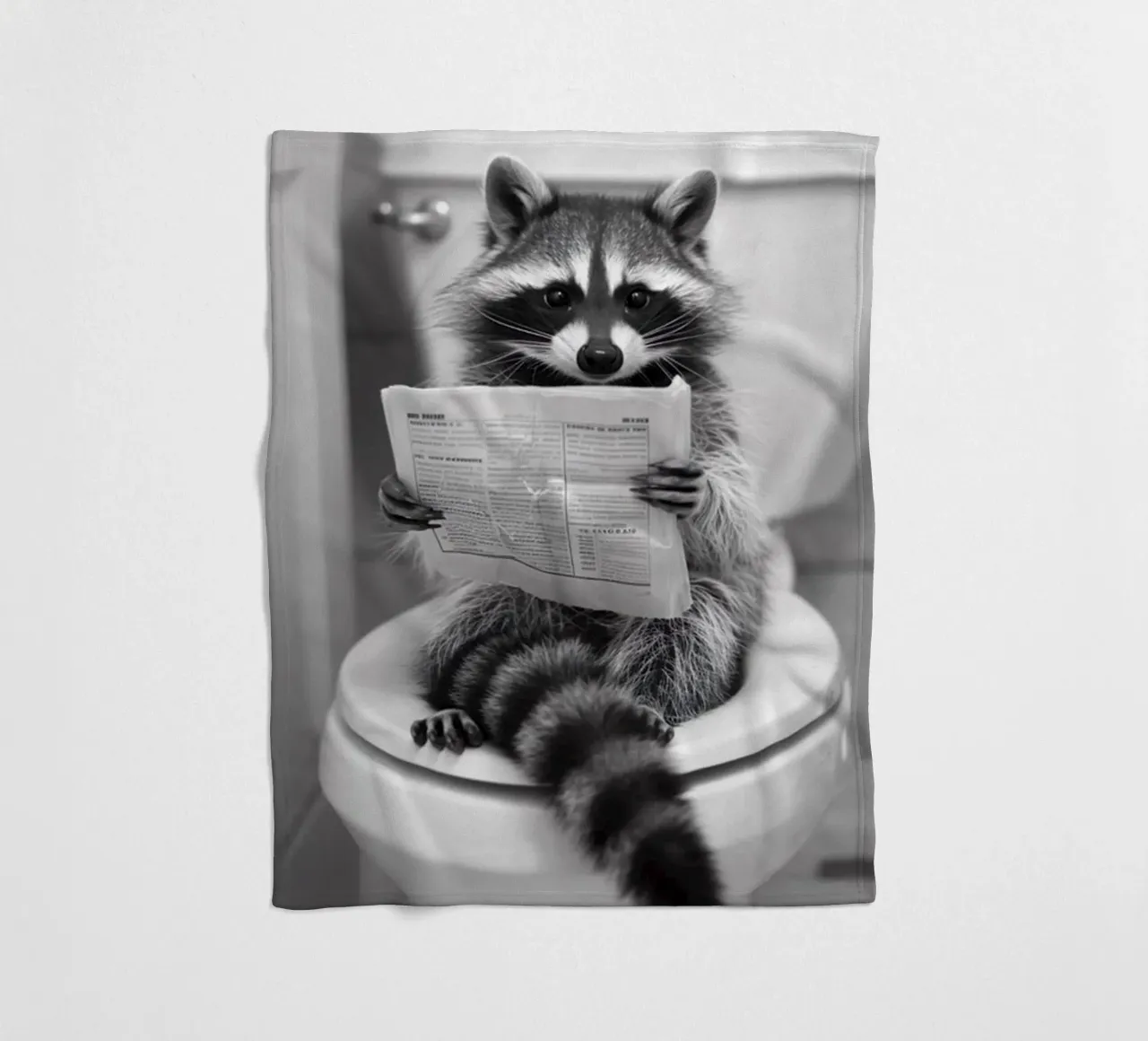 Raccoon On toilet fleece blanket by christal shop