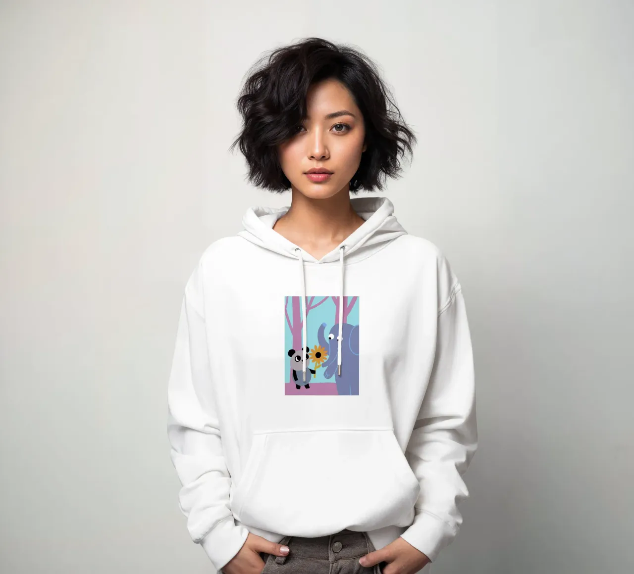 Pandas y elefantes sudadera con capucha de TRENDY POSTER SHOP