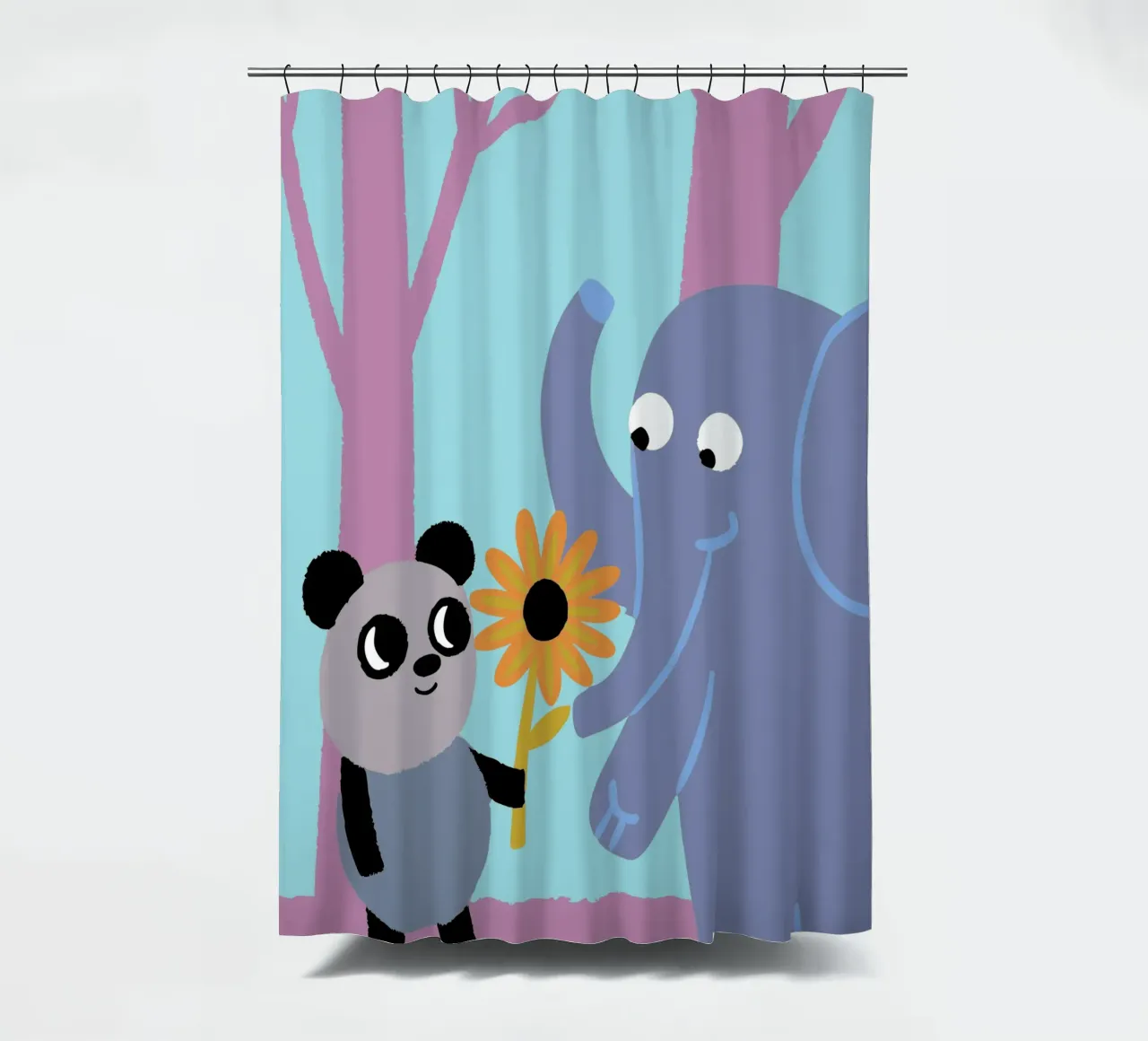 Pandas and Elephants shower curtain by TRENDY POSTER SHOP