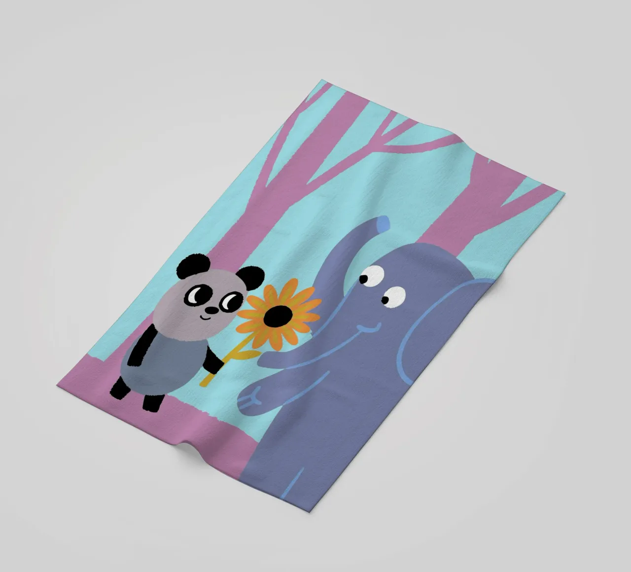 Pandas and Elephants beach towel by TRENDY POSTER SHOP