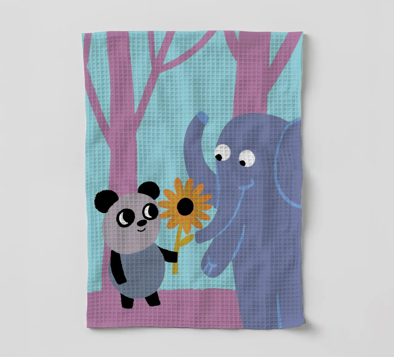 Pandas und Elefanten Geschirrtuch von TRENDY POSTER SHOP