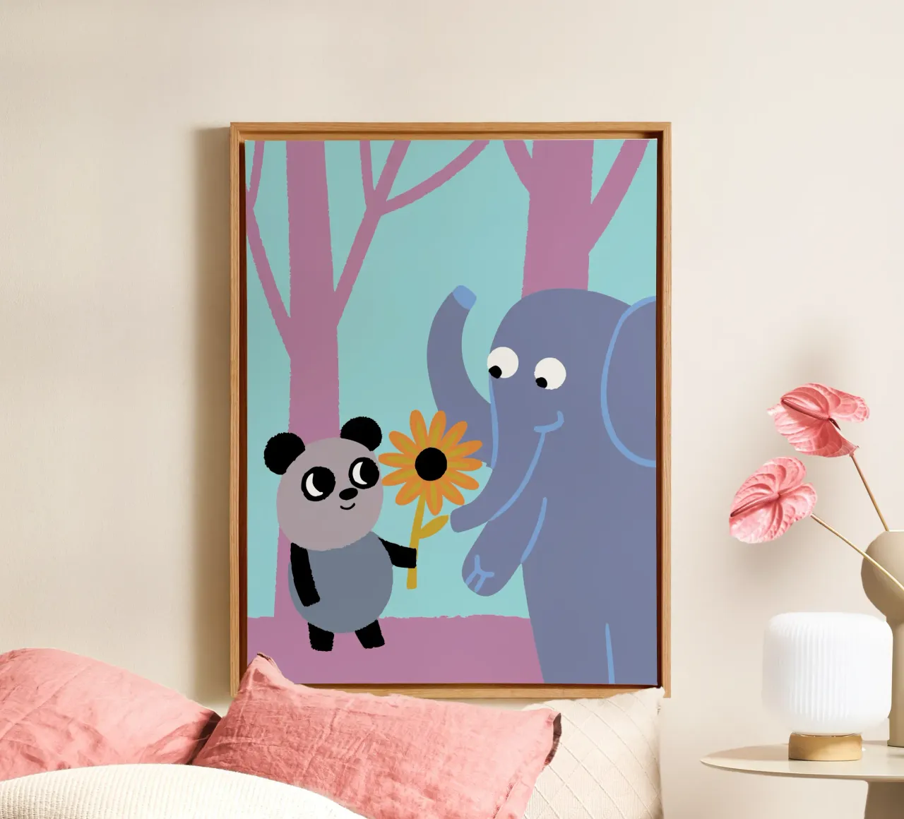 Pandas et éléphants toile de TRENDY POSTER SHOP