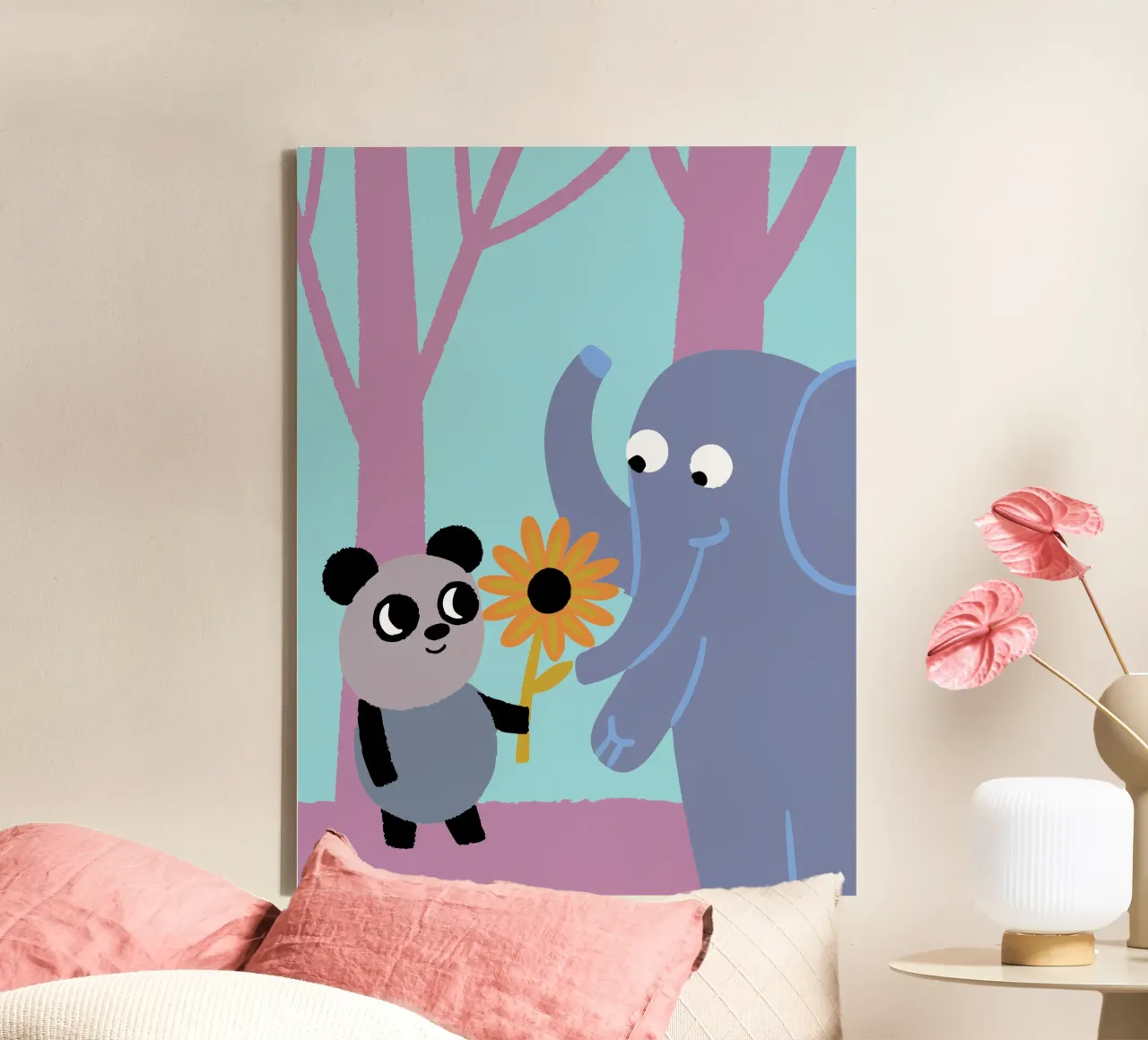 Pandas et éléphants toile de TRENDY POSTER SHOP