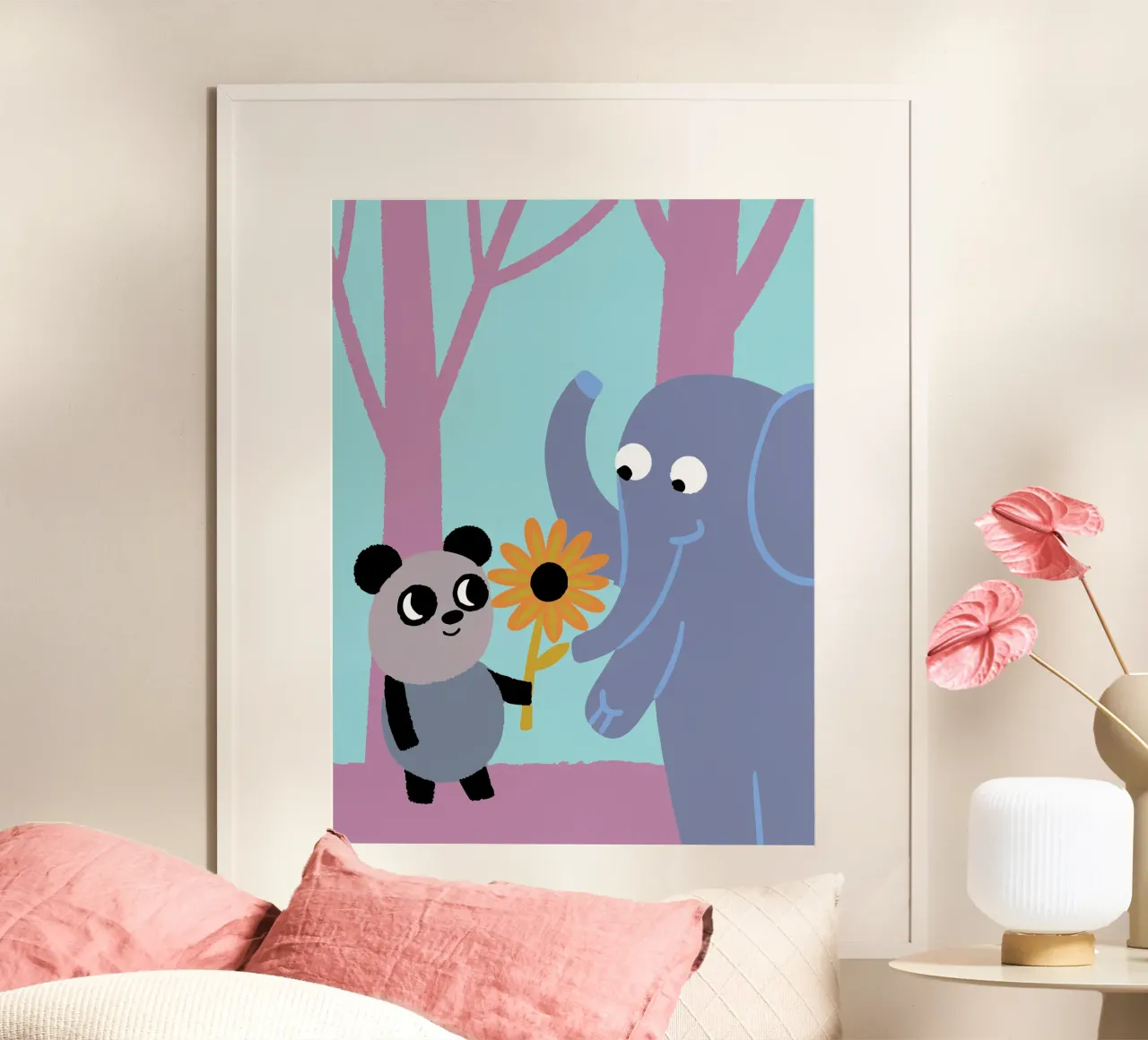 Pandas and Elephants hahnemühle by TRENDY POSTER SHOP