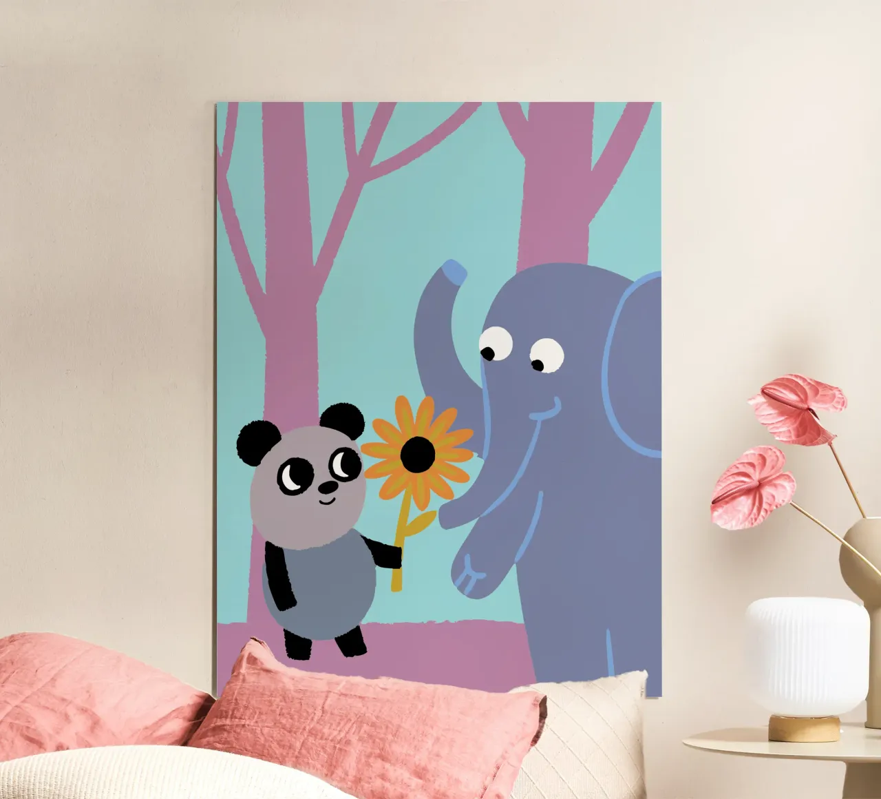 Pandas and Elephants hahnemühle by TRENDY POSTER SHOP
