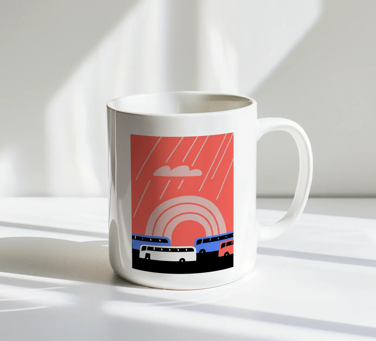 Autobus sotto la pioggia tazza in ceramica da TRENDY POSTER SHOP