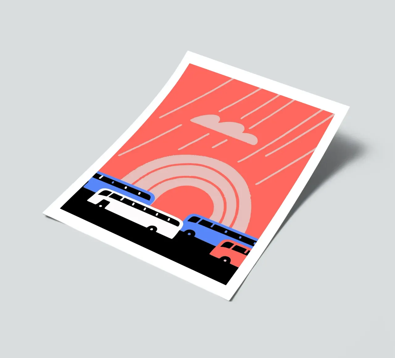 Bus im Regen Stickerbogen von TRENDY POSTER SHOP