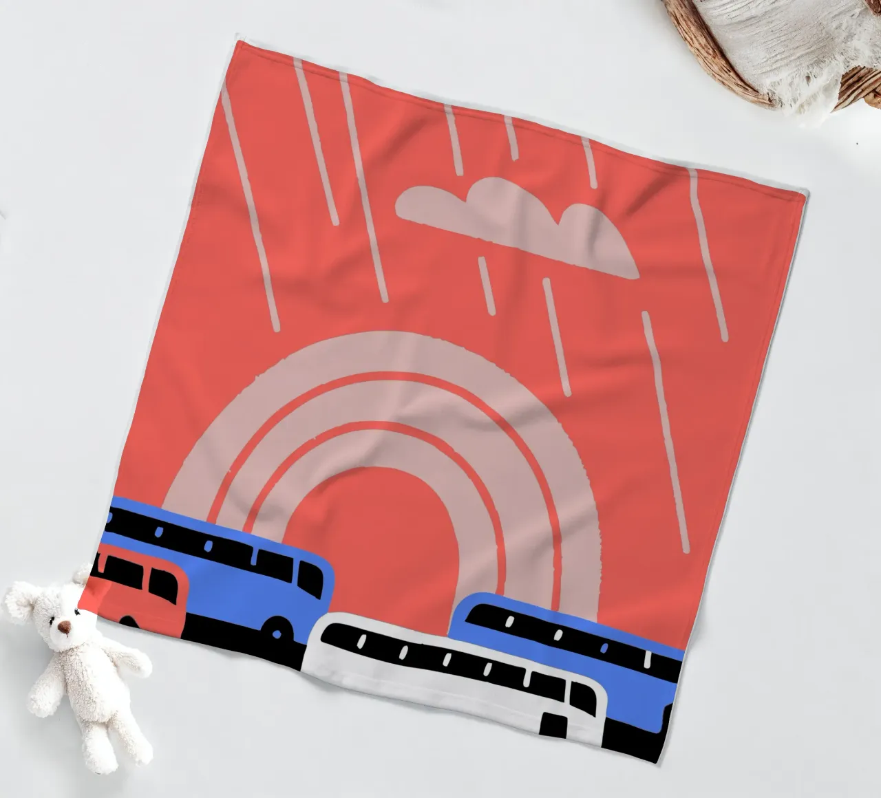Autobus sotto la pioggia coperta in pile da TRENDY POSTER SHOP