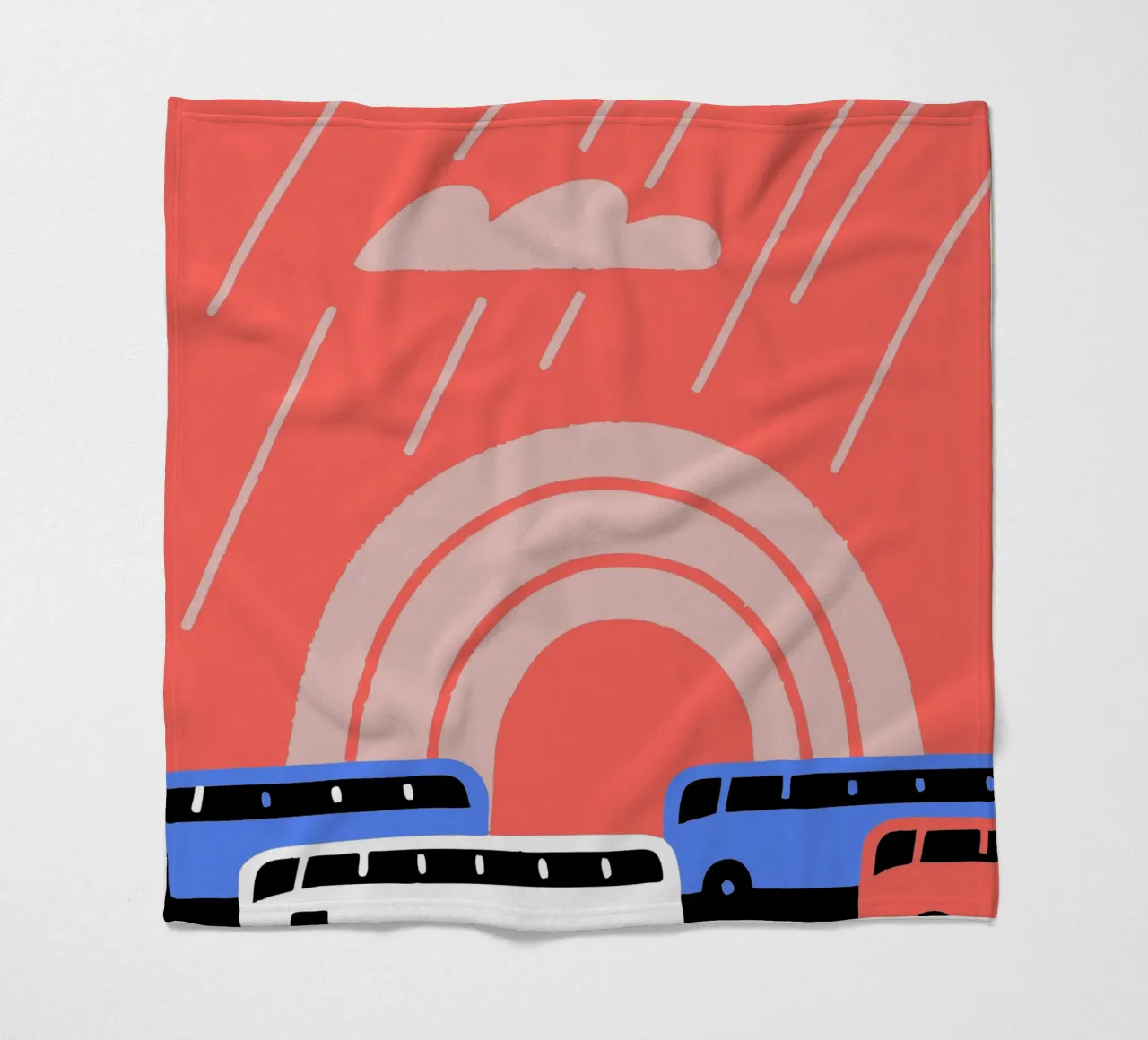 Autobus sotto la pioggia coperta in pile da TRENDY POSTER SHOP