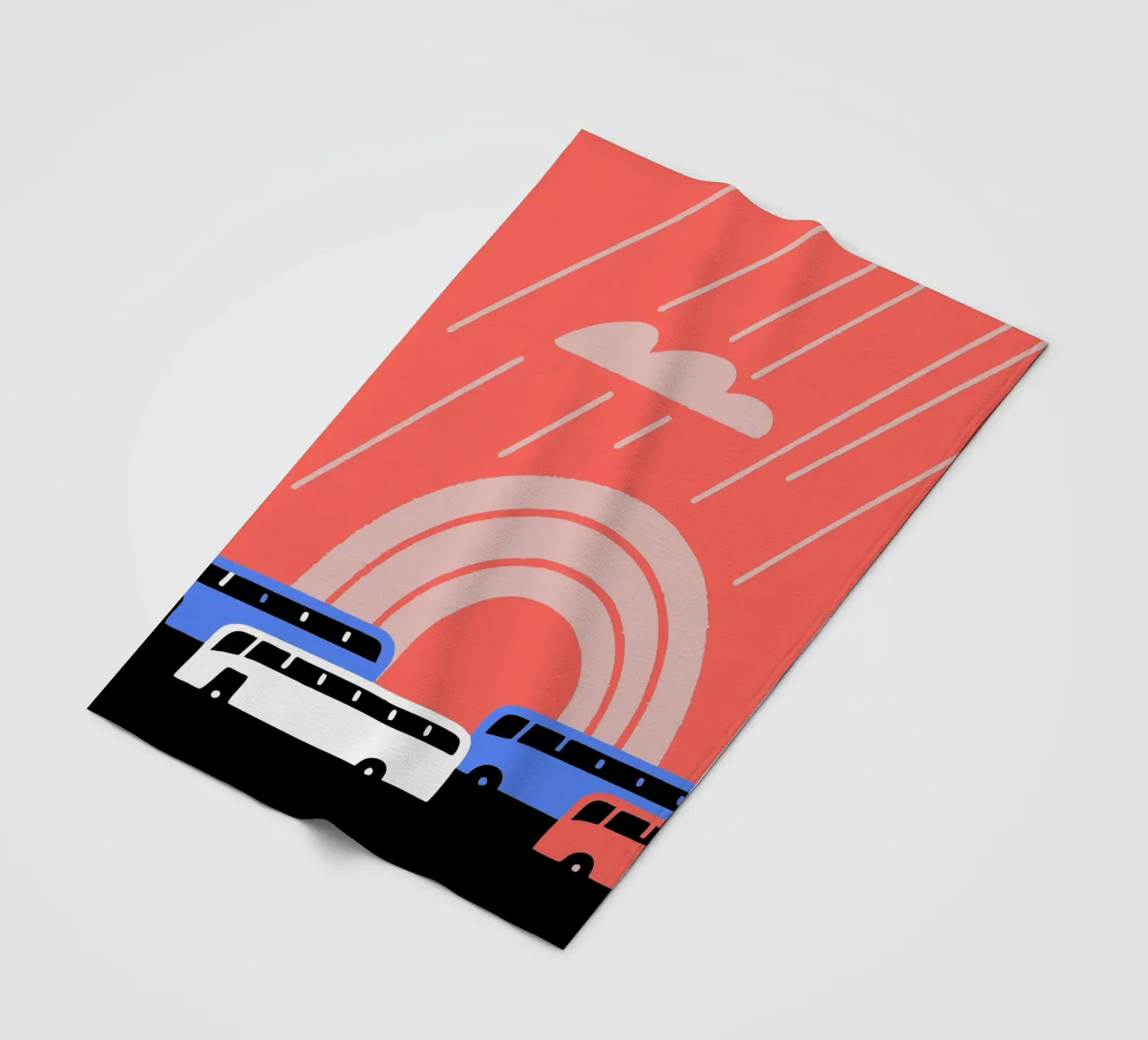 Autobus sotto la pioggia coperta in pile da TRENDY POSTER SHOP