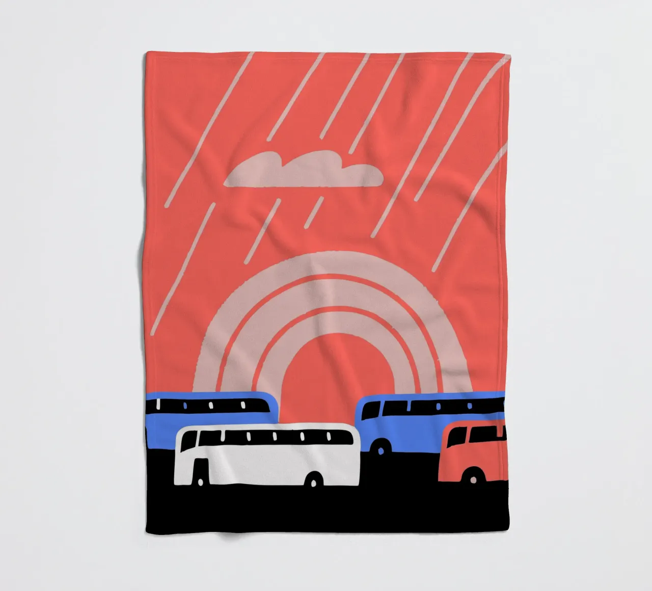 Autobus sotto la pioggia coperta in pile da TRENDY POSTER SHOP
