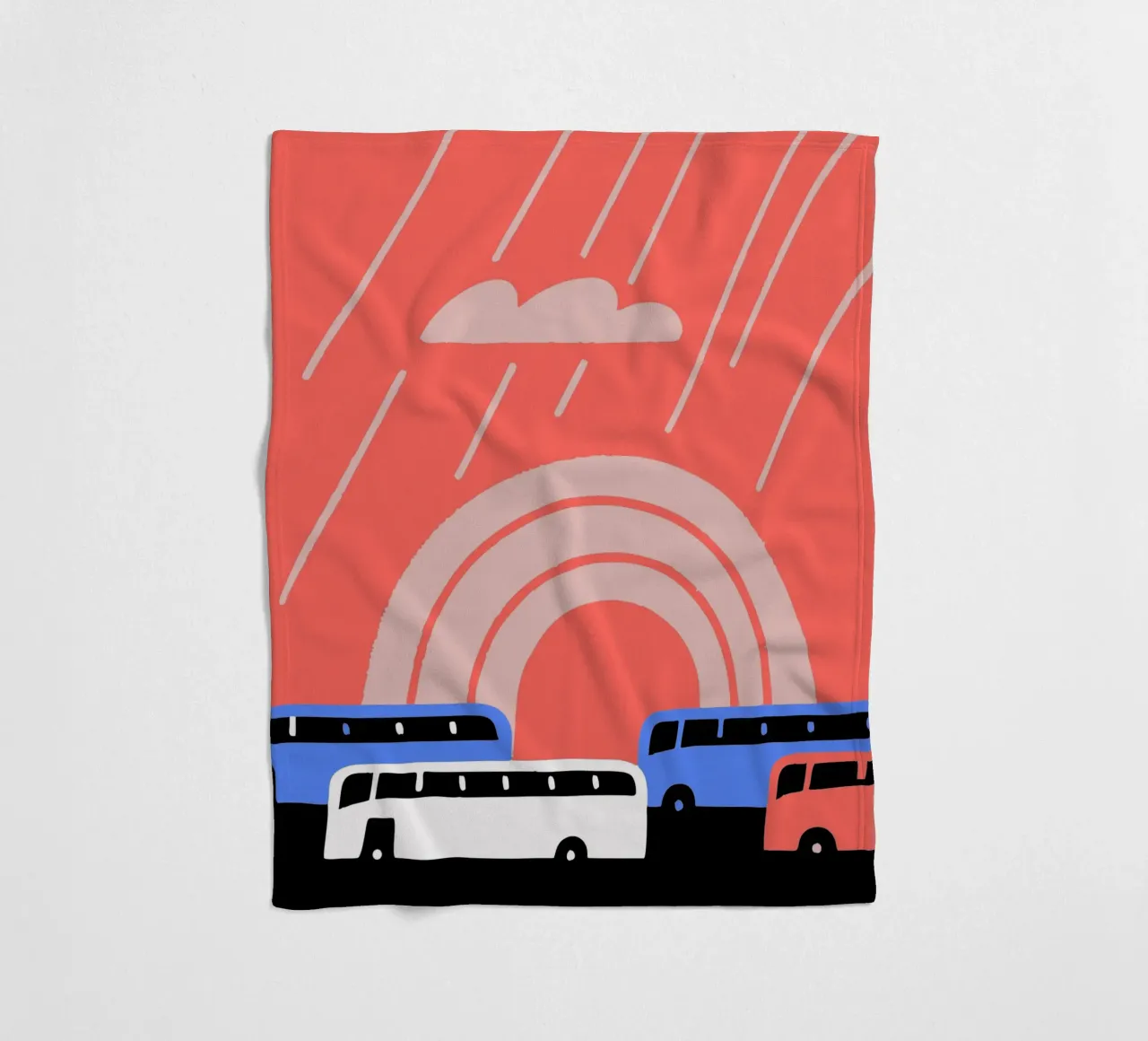 Autobus sotto la pioggia coperta in pile da TRENDY POSTER SHOP