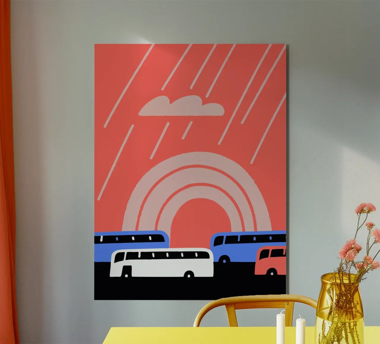 Autobus sotto la pioggia alluminio dibond da TRENDY POSTER SHOP