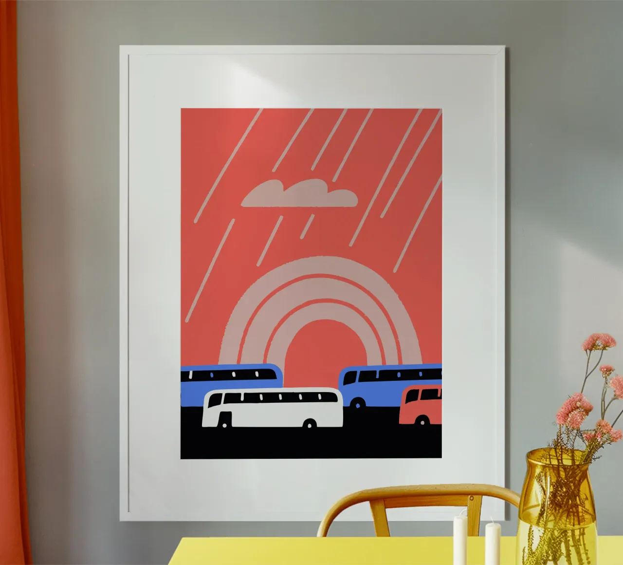Autobus sotto la pioggia carta hahnemühle da TRENDY POSTER SHOP